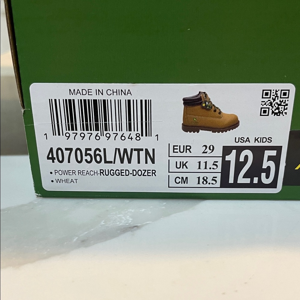 New In Box Skechers Kids Boots Boys Green Rugged Dozer John Deere NWT 12.5